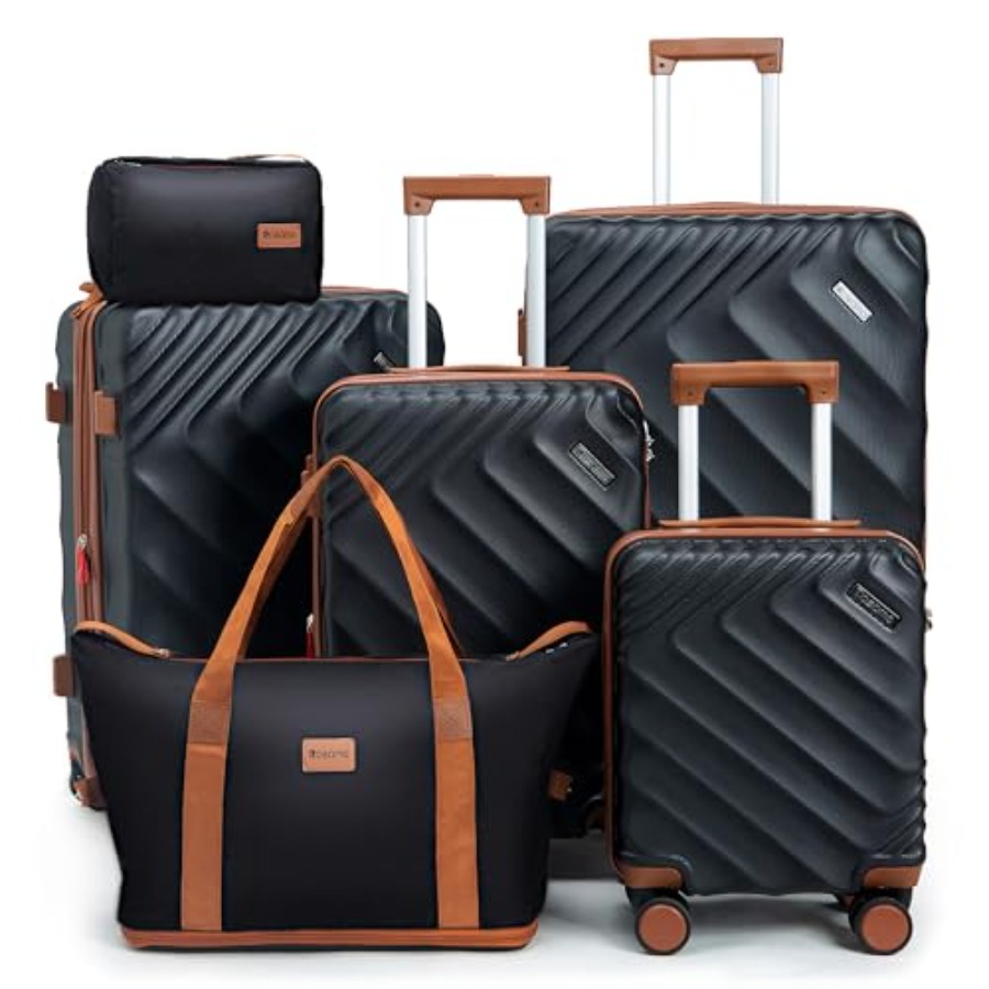 Expandable Hard Shell Luggage Set - 6피스 하드쉘 확장형 여행가방 세트, 항공사