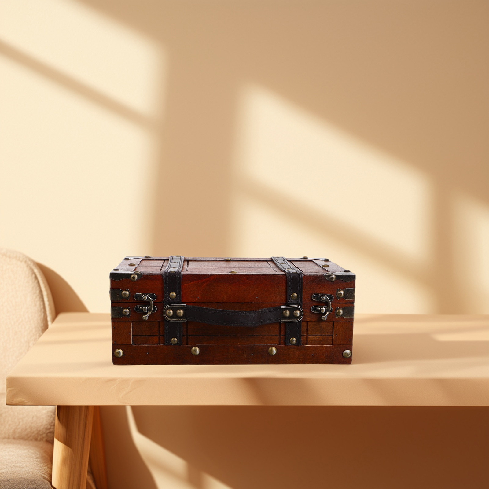 레트로 빈티지 나무 수납함 휴대용 여행 가방 디자인 작 - Retro Vintage Trunk Suitcase 리뷰 및 가격