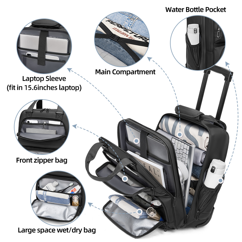 여행용 트롤리 비즈니스 백팩 남성용 바퀴 달린 방수 백 - Foldable Rolling Luggage Bag 리뷰 및 가격