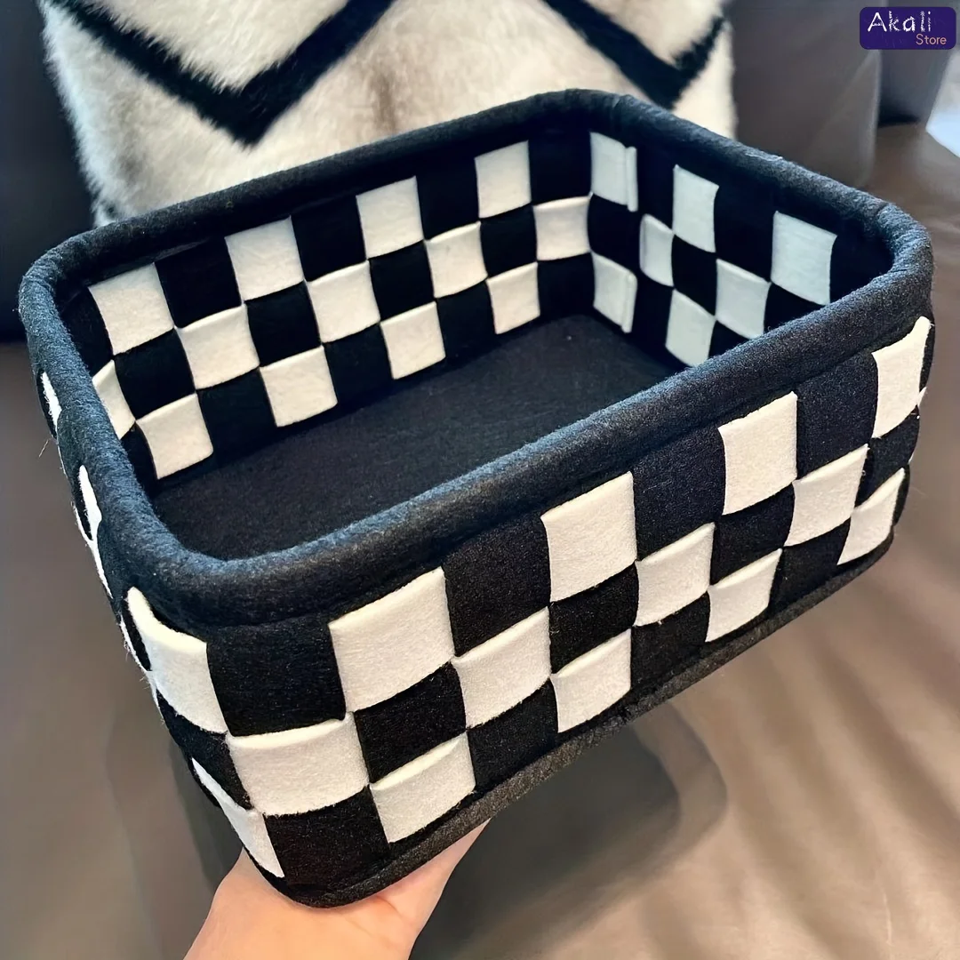 2026 흑백 체크무늬 수납 바구니 데스크탑 화장품 정 - Cosmetic Bags 리뷰 및 가격